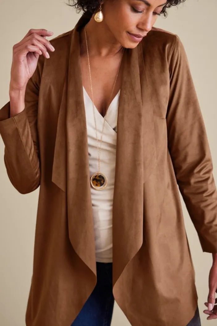 Soft Surroundings Toppers|Jackets & Coats|Shape Drape Faux Suede Jacket