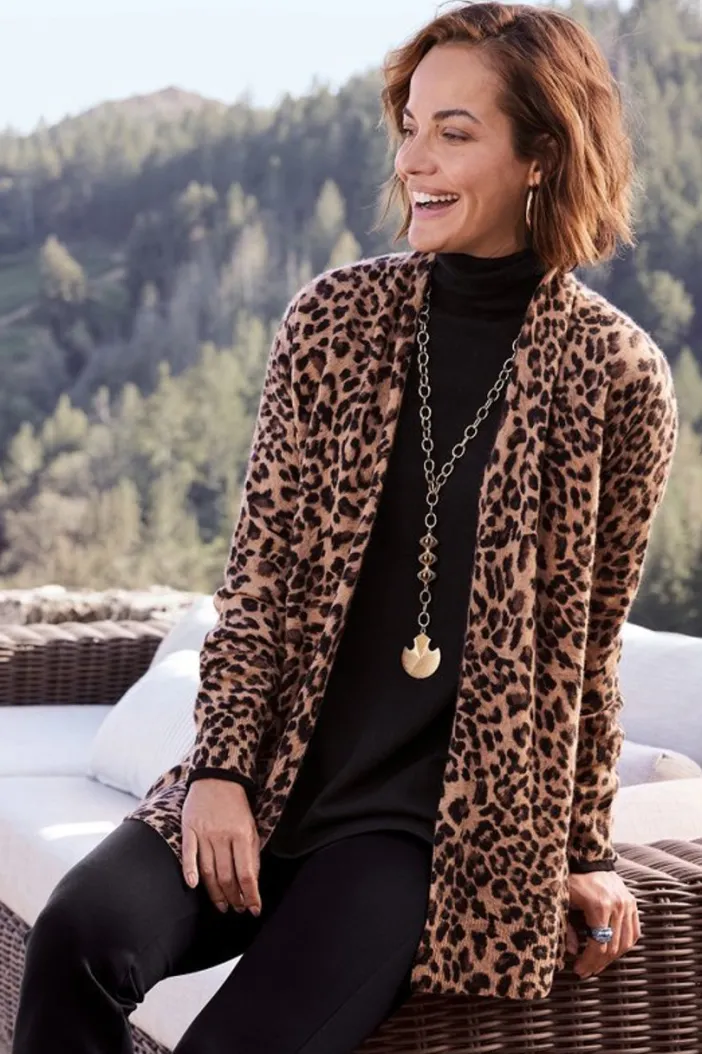 Soft Surroundings Tops|Sweaters & Cardigans|Sibyl Cashmere Printed Cardigan Leopard