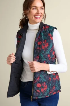 Soft Surroundings Jackets & Coats|Sienna Reversible Puffer Vest WildflowerAntiqueBlack