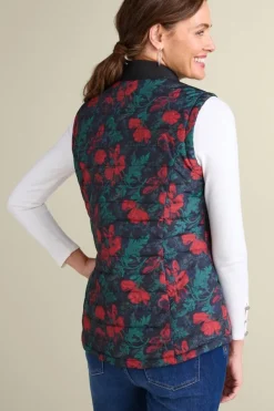 Soft Surroundings Jackets & Coats|Sienna Reversible Puffer Vest WildflowerAntiqueBlack