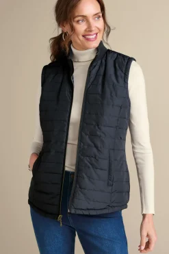 Soft Surroundings Jackets & Coats|Sienna Reversible Puffer Vest WildflowerAntiqueBlack