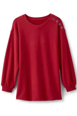 Soft Surroundings Tops|Siesta Soft Button Shoulder Tunic LipstickHeather