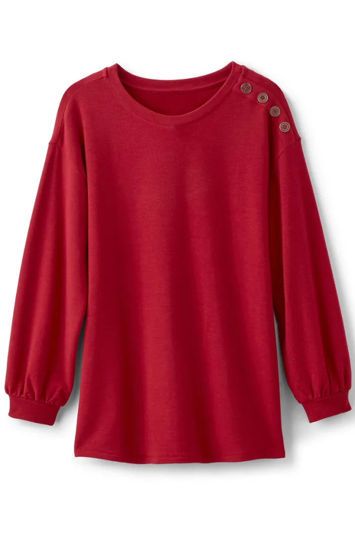 Soft Surroundings Tops|Siesta Soft Button Shoulder Tunic LipstickHeather