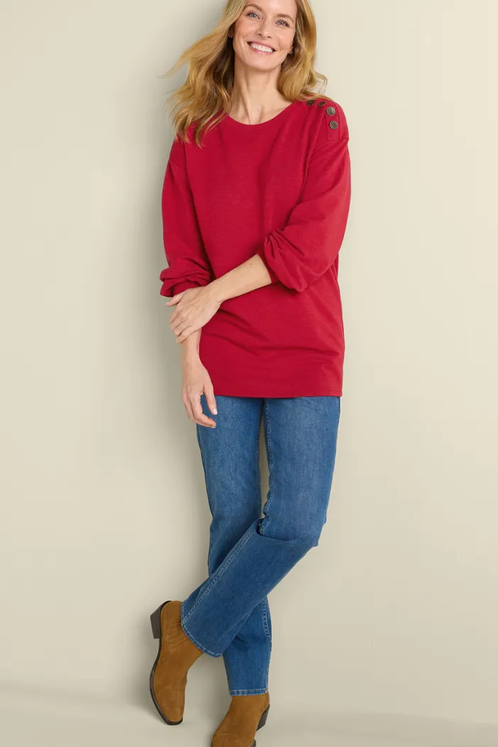 Soft Surroundings Tops|Siesta Soft Button Shoulder Tunic LipstickHeather