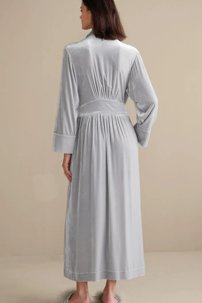 Soft Surroundings Sleepwear & Lounge|Silk Velvet Robe PlatinumGrey
