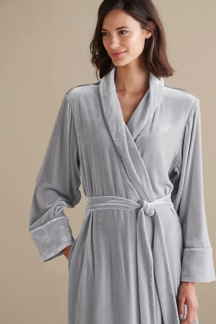 Soft Surroundings Sleepwear & Lounge|Silk Velvet Robe PlatinumGrey