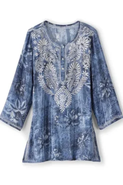 Soft Surroundings Tops|Tunics & Leggings|Silvia Embroidered Tunic BlueMulti