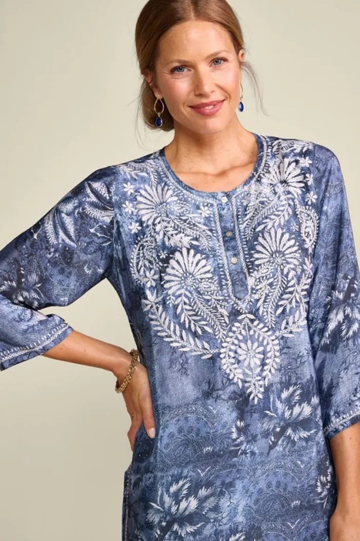 Soft Surroundings Tops|Tunics & Leggings|Silvia Embroidered Tunic BlueMulti