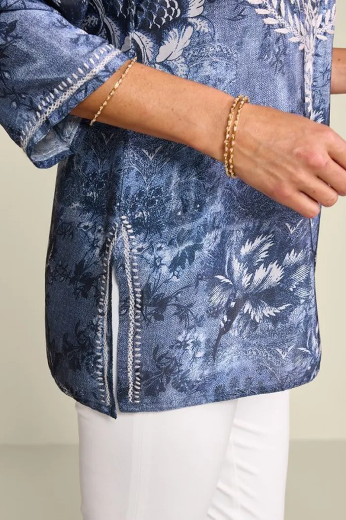 Soft Surroundings Tops|Tunics & Leggings|Silvia Embroidered Tunic BlueMulti