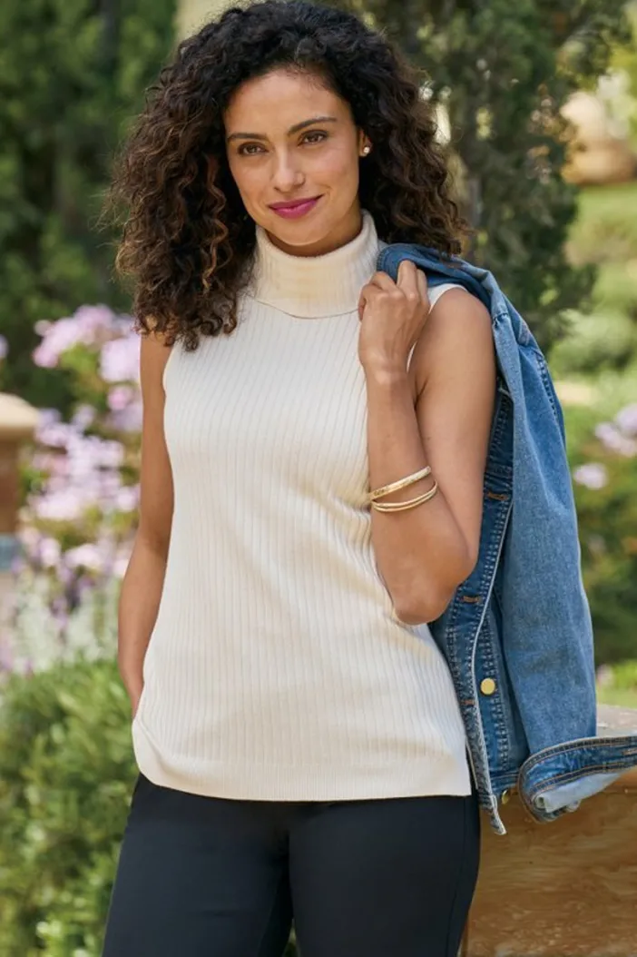 Soft Surroundings Tops|Sweaters & Cardigans|Soft Essential Ribbed Turtleneck Tank