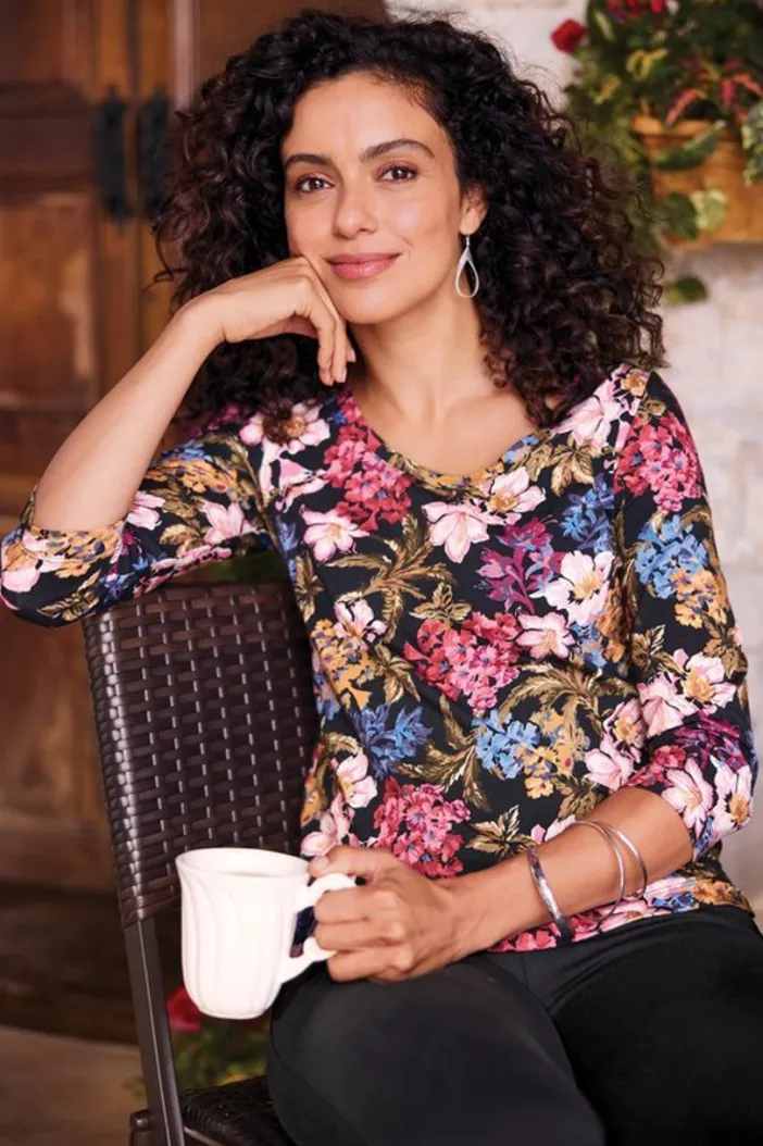 Soft Surroundings Tops|Soft Essential Supima 3/4 Sleeve Tee I