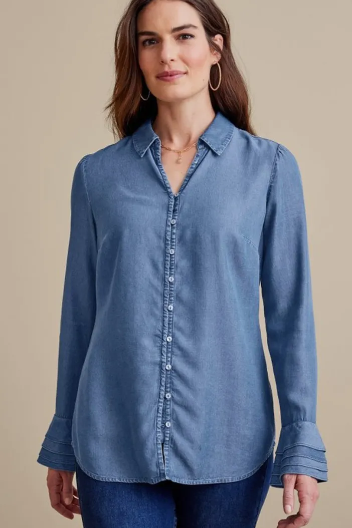 Soft Surroundings Tops|Sonnet Tencel™ Shirt Chambray