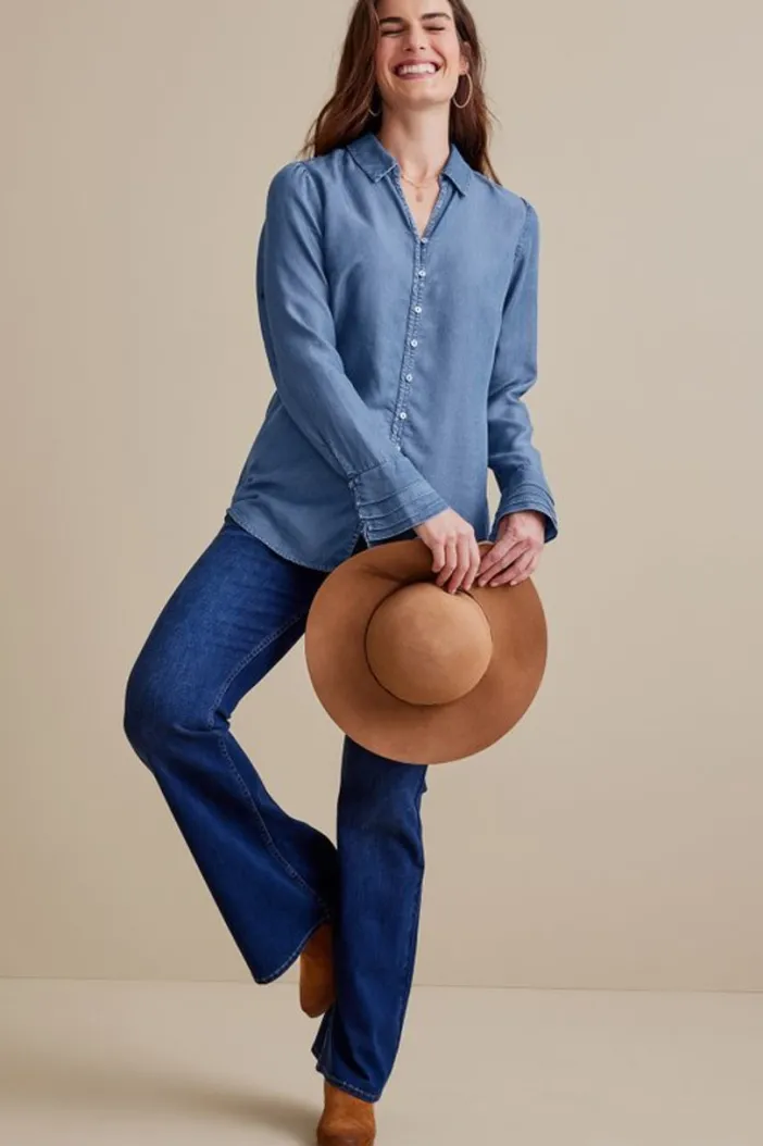 Soft Surroundings Tops|Sonnet Tencel™ Shirt Chambray