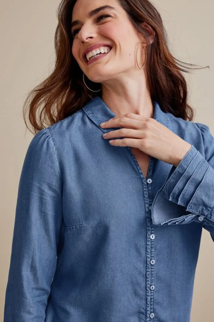 Soft Surroundings Tops|Sonnet Tencel™ Shirt Chambray
