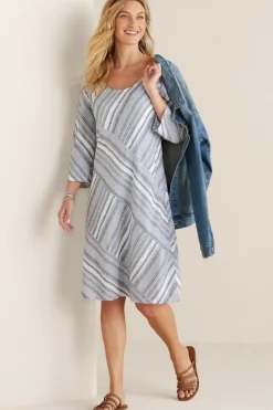 Soft Surroundings Dresses|Sonya Linen Dress White/Blue