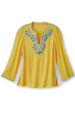Soft Surroundings Tops|Soraya Embellished Tunic Sunstruck