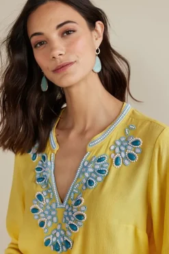 Soft Surroundings Tops|Soraya Embellished Tunic Sunstruck