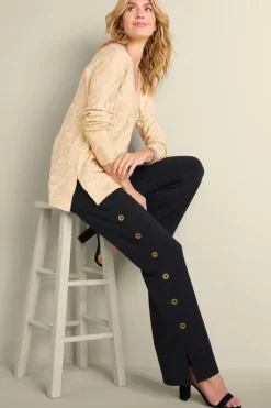 Soft Surroundings Pants|Sorrento French Terry Wide Leg Pants Black