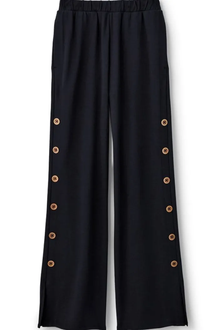 Soft Surroundings Pants|Sorrento French Terry Wide Leg Pants Black