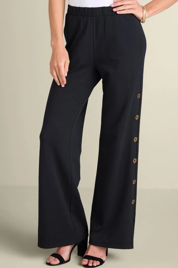 Soft Surroundings Pants|Sorrento French Terry Wide Leg Pants Black