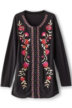 Soft Surroundings Tops|Talulla Embroidered Tunic BlackBeauty