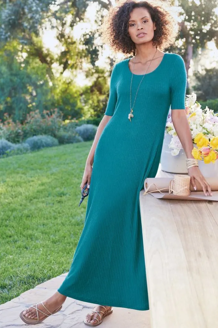 Soft Surroundings Dresses|Textured Short Sleeve Santiago Dress