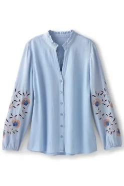 Soft Surroundings Tops|Titania Embroidered Top ChambrayBlue