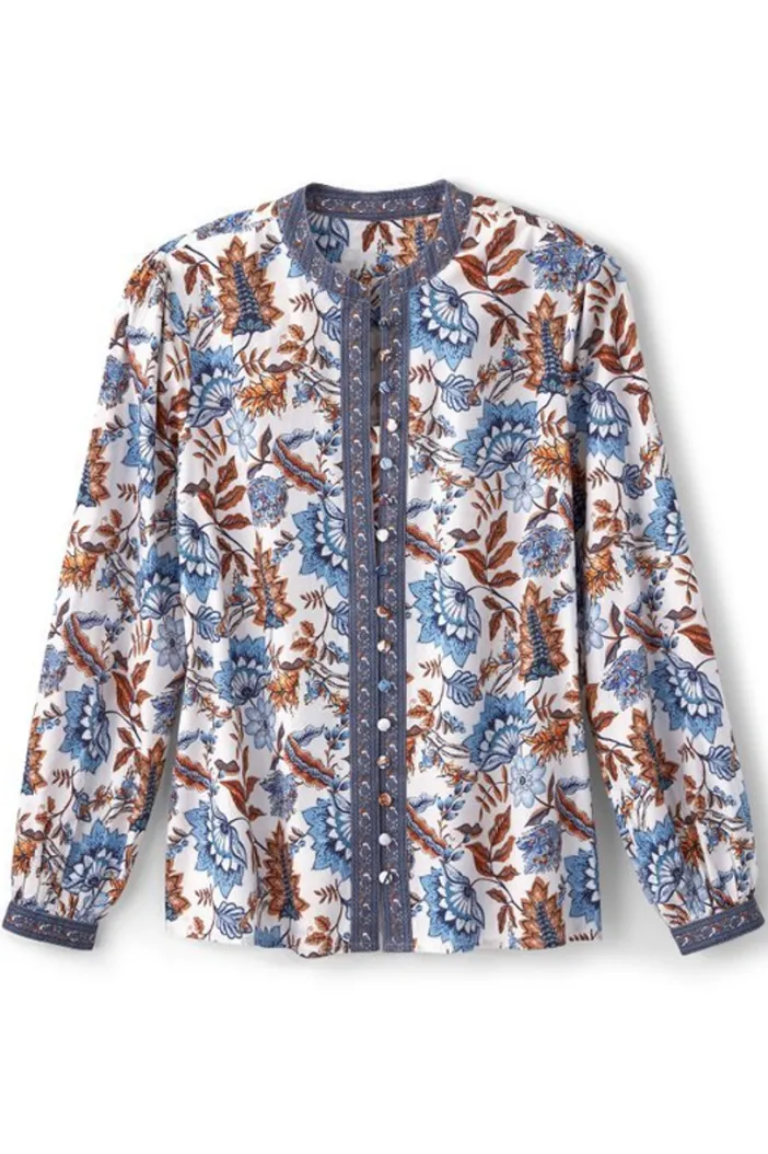 Soft Surroundings Tops|Tracy Top ChambrayCalico