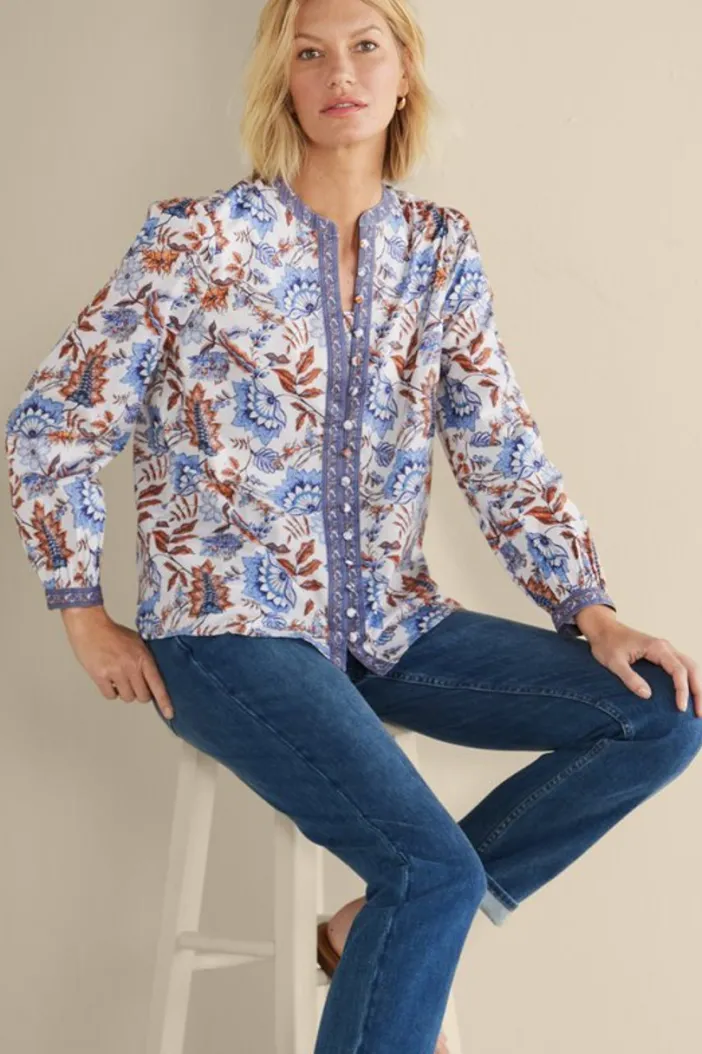 Soft Surroundings Tops|Tracy Top ChambrayCalico