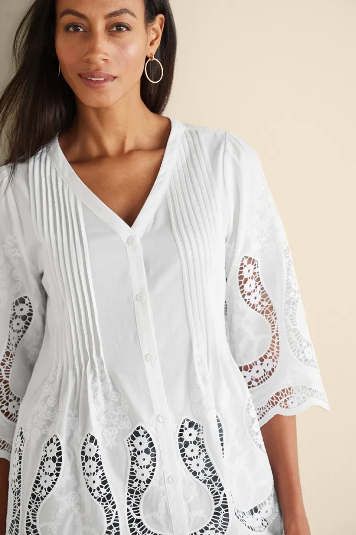 Soft Surroundings Tops|Trella Eyelet Top