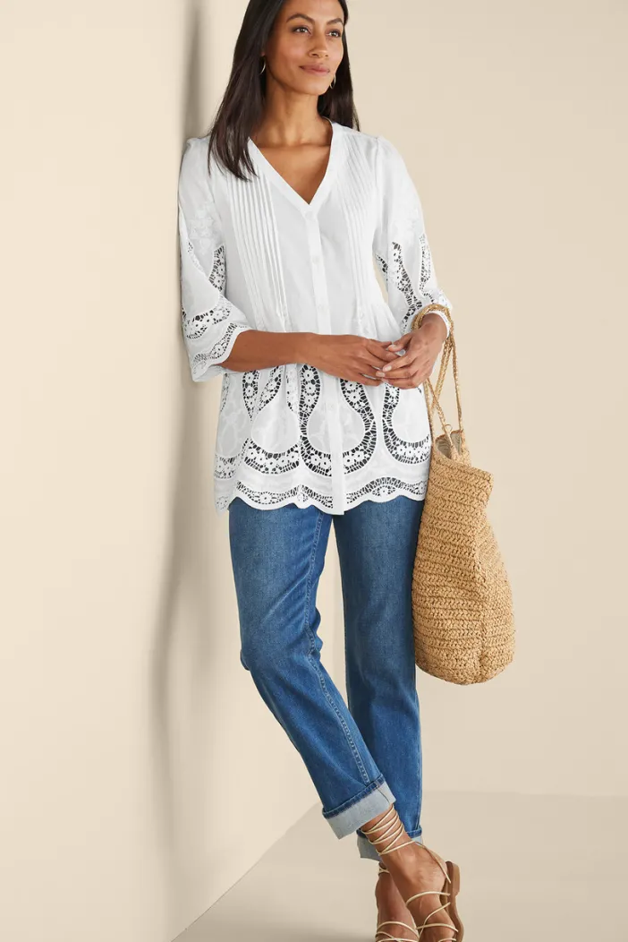 Soft Surroundings Tops|Trella Eyelet Top