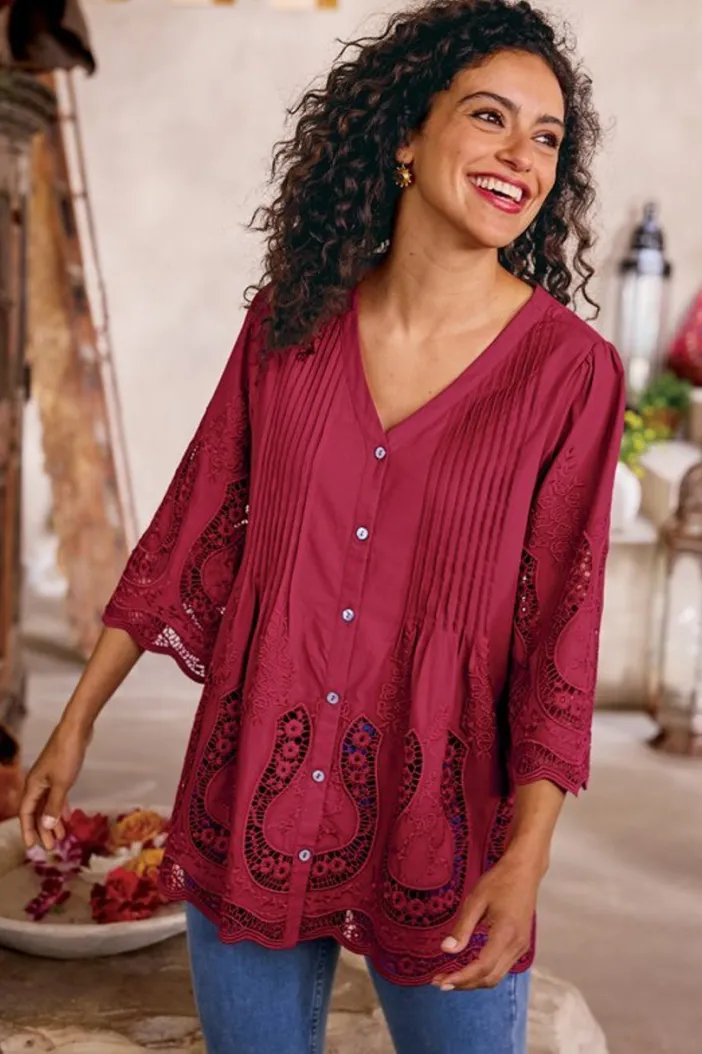 Soft Surroundings Tops|Trella Eyelet Top