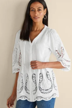 Soft Surroundings Tops|Trella Eyelet Top