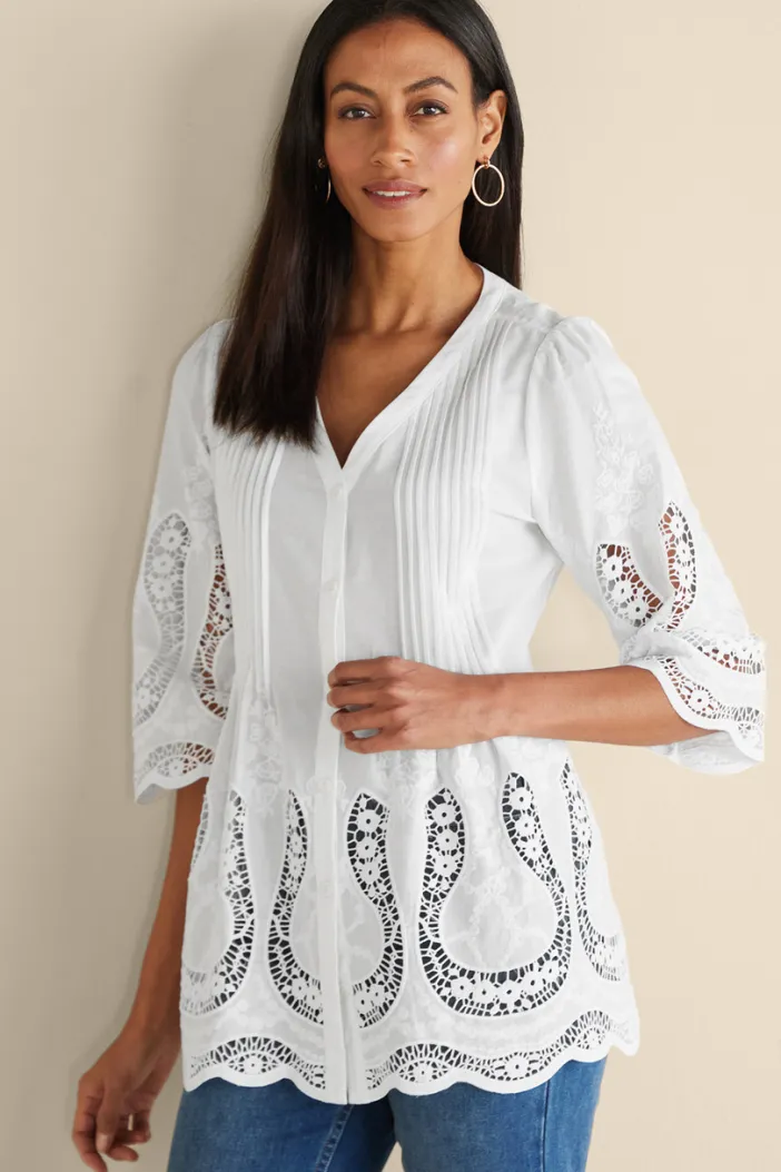 Soft Surroundings Tops|Trella Eyelet Top