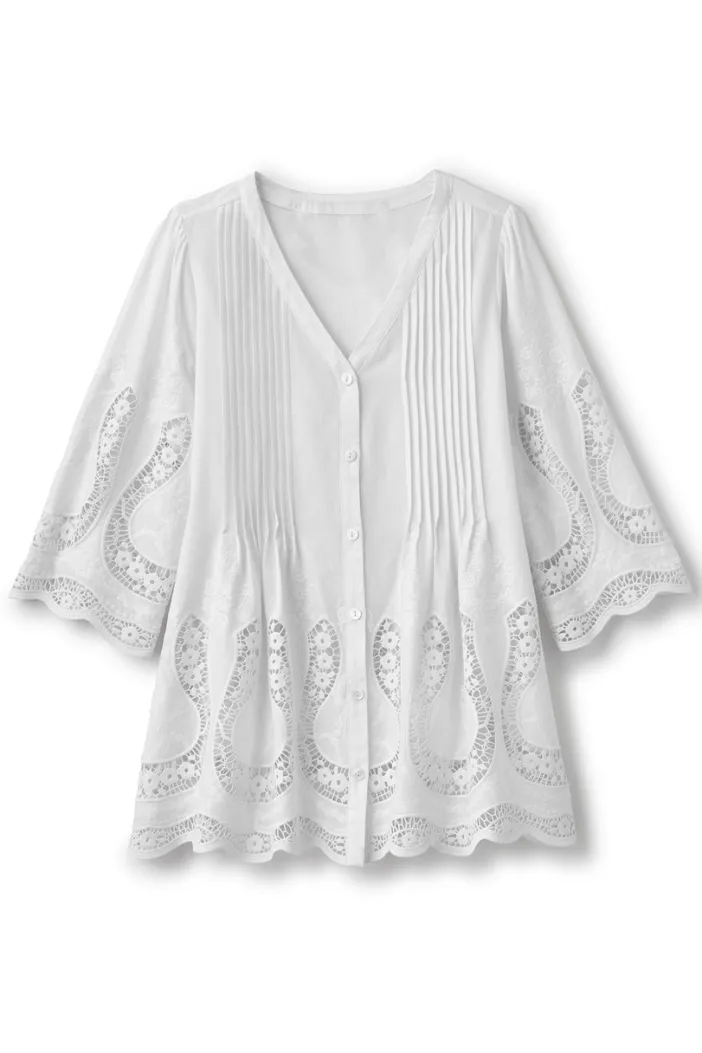Soft Surroundings Tops|Trella Eyelet Top