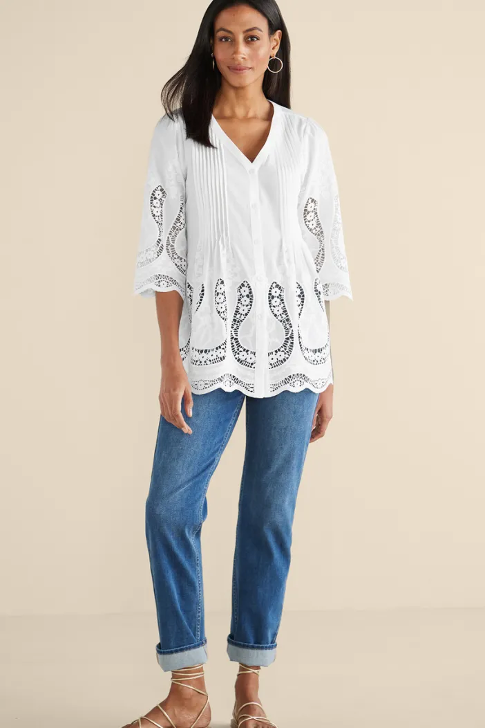 Soft Surroundings Tops|Trella Eyelet Top