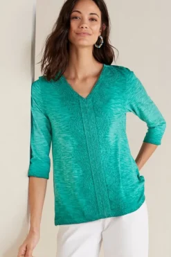 Soft Surroundings Tops|Trevi Lace Top JewelGreen