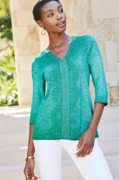 Soft Surroundings Tops|Trevi Lace Top JewelGreen