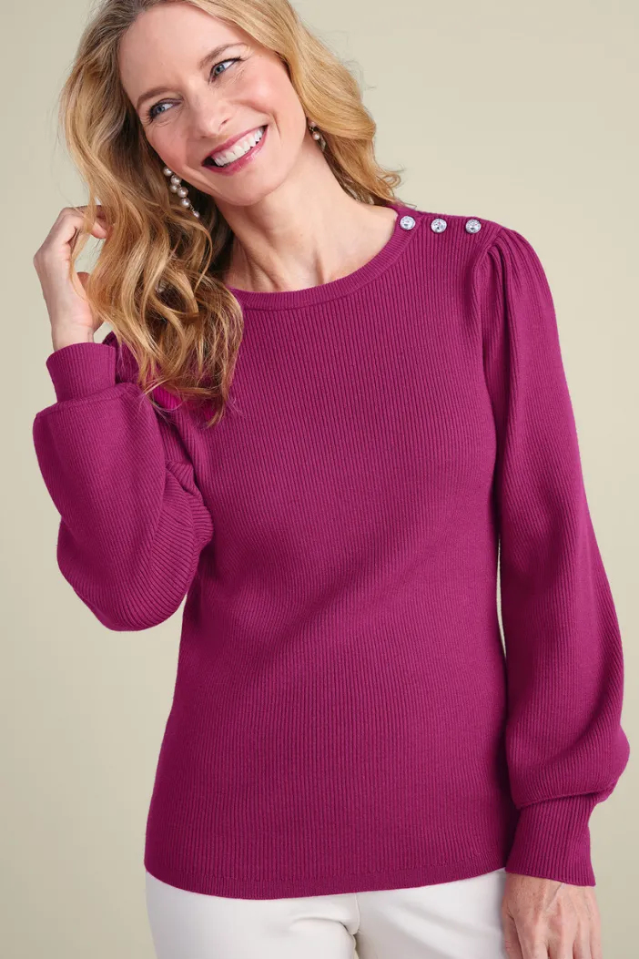 Soft Surroundings Tops|Sweaters & Cardigans|Tyla Button Shoulder Sweater