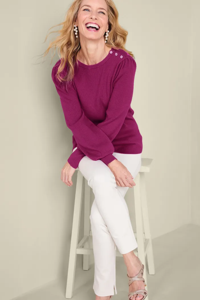 Soft Surroundings Tops|Sweaters & Cardigans|Tyla Button Shoulder Sweater