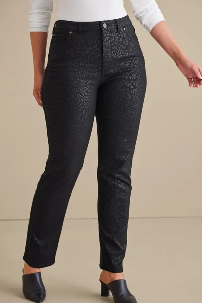 Soft Surroundings Jeans|Ultimate Denim Animal Straight Leg Jeans MetallicAnimal
