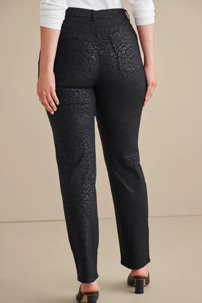Soft Surroundings Jeans|Ultimate Denim Animal Straight Leg Jeans MetallicAnimal