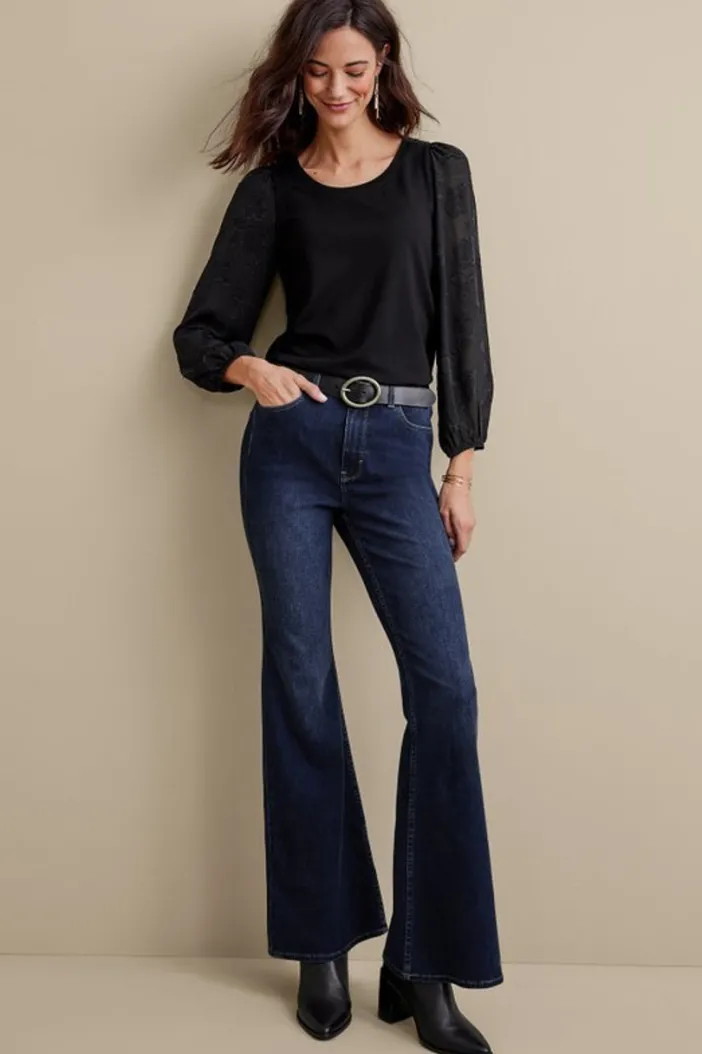 Soft Surroundings Jeans|Ultimate Denim Flare Jeans TidalBlueWash