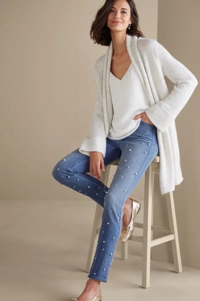 Soft Surroundings Jeans|Ultimate Denim Pearl Straight Leg Jeans IcyBlueWash