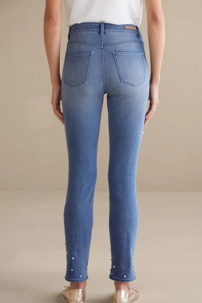 Soft Surroundings Jeans|Ultimate Denim Pearl Straight Leg Jeans IcyBlueWash