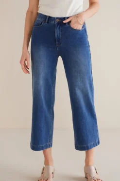 Soft Surroundings Jeans|Ultimate Denim Wide Leg Crop Jeans MirrorLakeWash