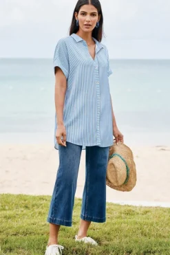 Soft Surroundings Jeans|Ultimate Denim Wide Leg Crop Jeans MirrorLakeWash