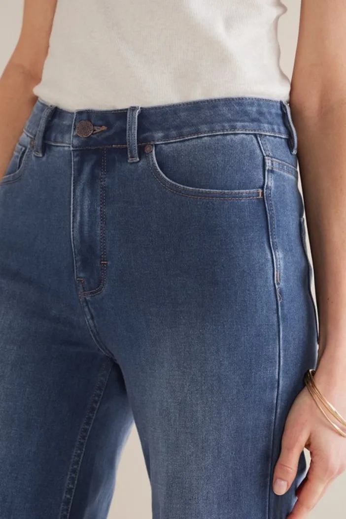 Soft Surroundings Jeans|Ultimate Denim Wide Leg Crop Jeans MirrorLakeWash