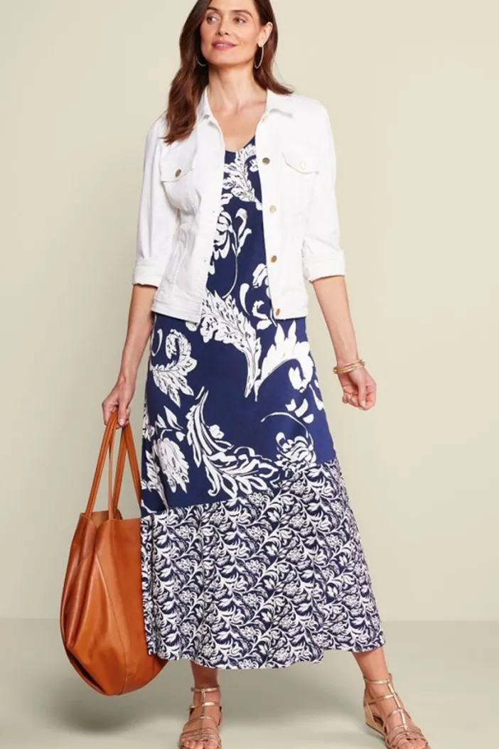 Soft Surroundings Dresses|Vaila Maxi Dress OceanAirScarf/AzoresDi
