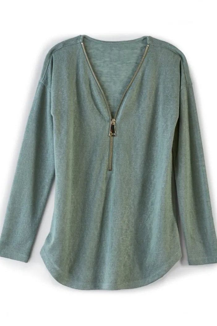 Soft Surroundings Tops|Sweaters & Cardigans|Valentina Zip Sweater